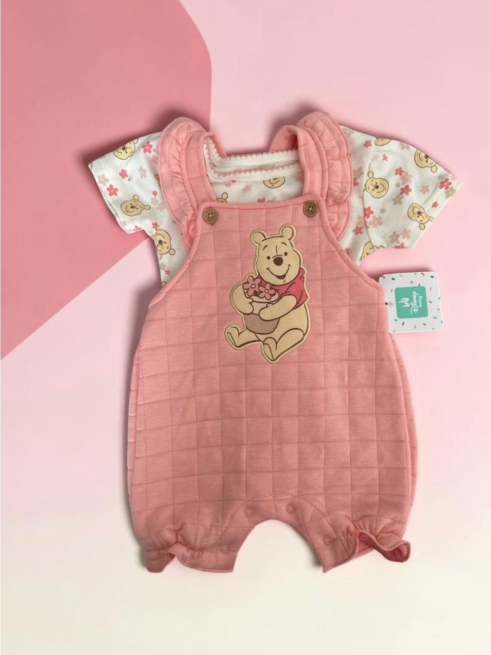 Winnie the Pooh Pink Quilted Baby Romper Set